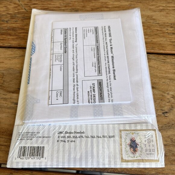 Bucilla Stitchery Kit Baby Milestone Blanket Sun and Moon - Picture 5 of 7